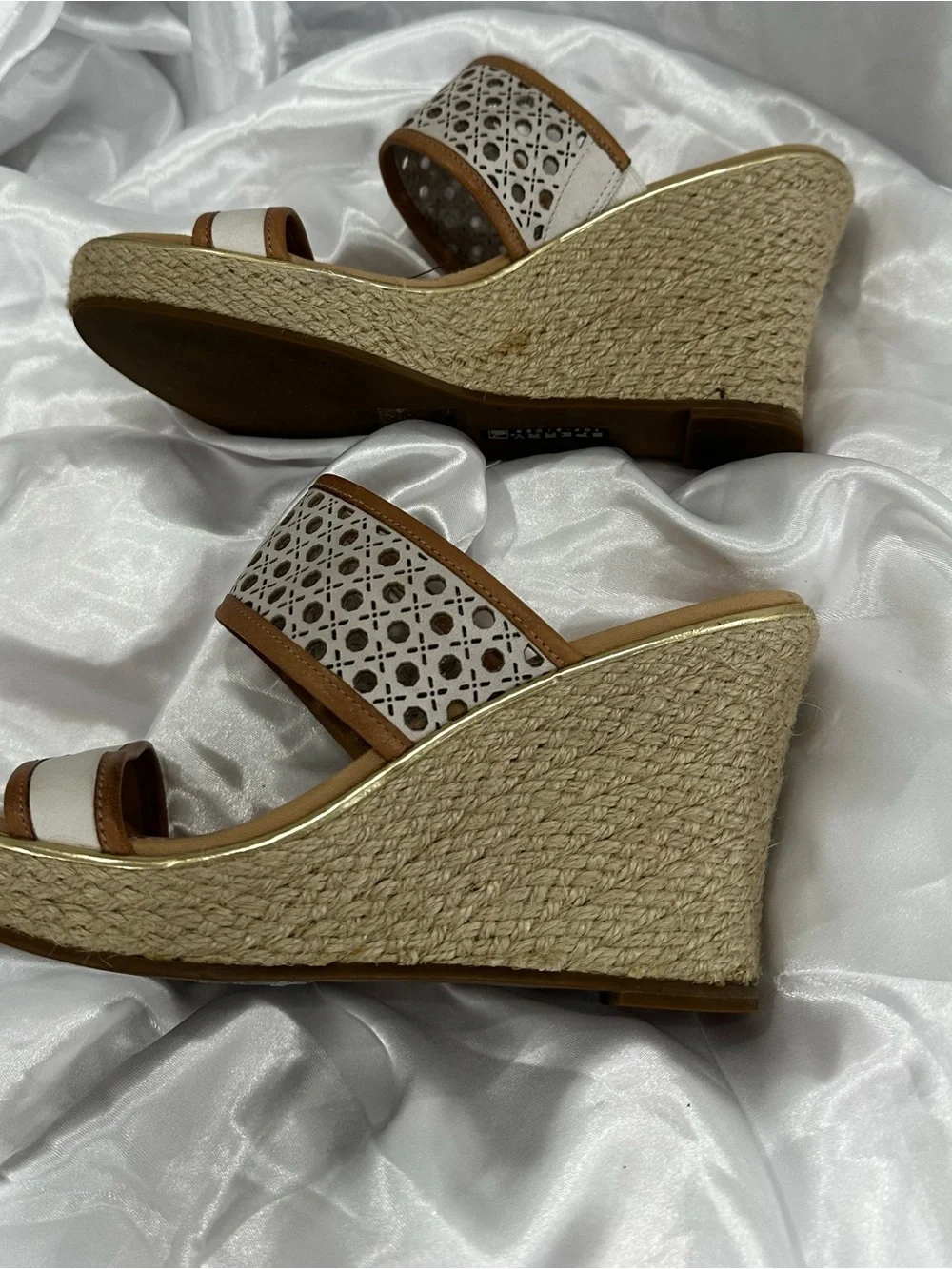 Sperry Beige Top Sider Florina Wedge Woven Espadrille Wedge Sandals Sz 7